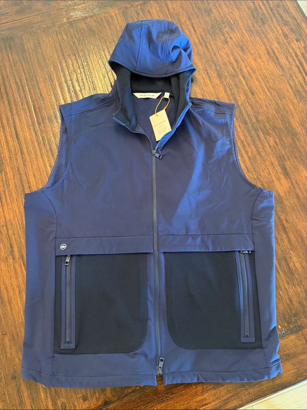 Peter Millar Navy Hooded Performance Vest